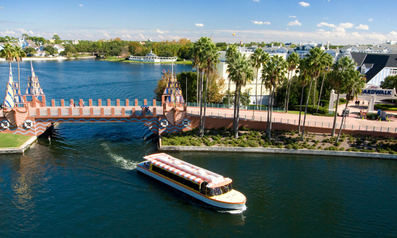 Friendship boat going under the bridge at the Boardwalk.